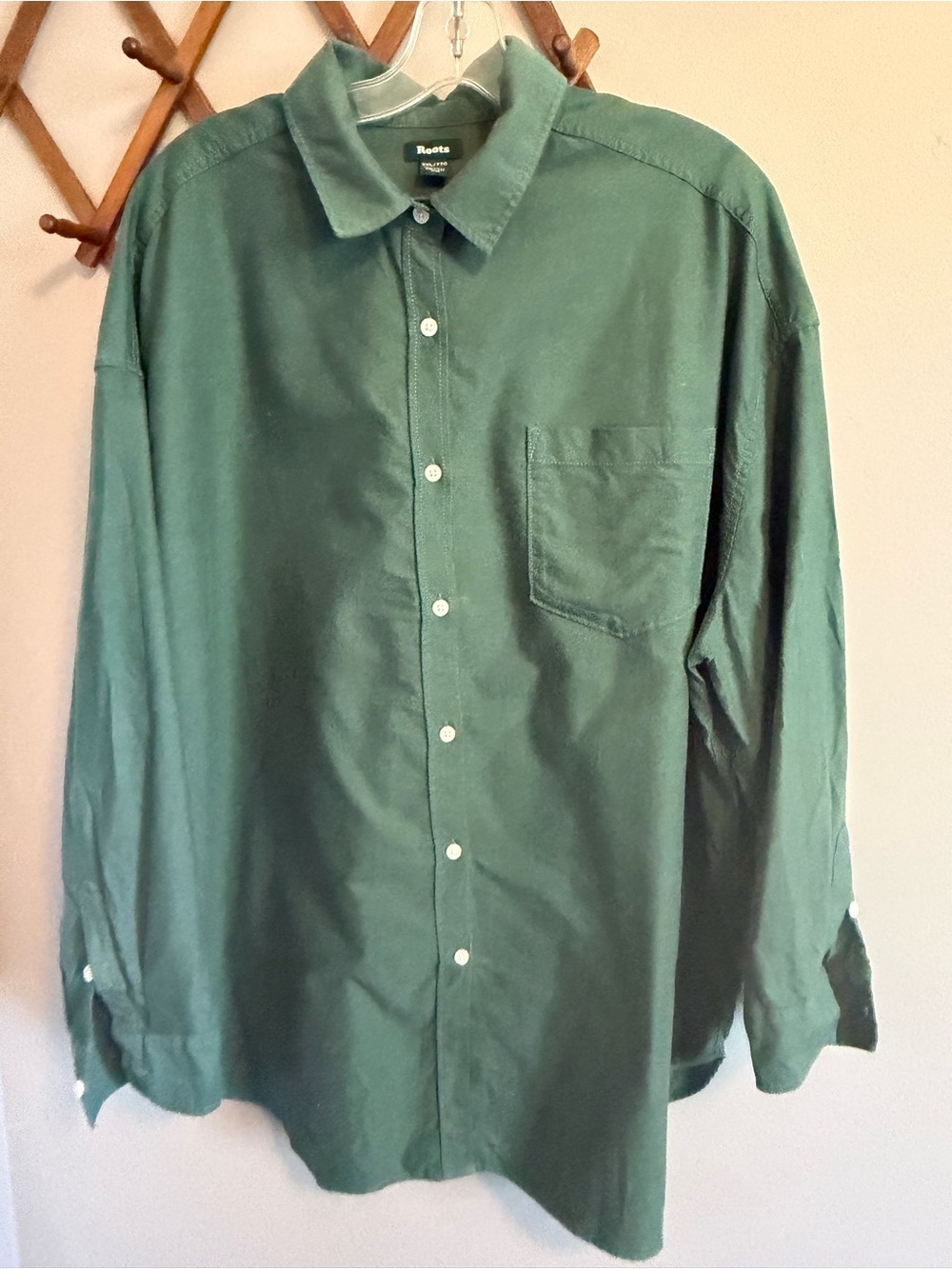 Roots Long Sleeve Button Down Shirt Forest Green Size XXXL